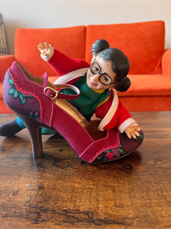 Ruby Shoo Shoes - Ruby Shoo Burgundy Embroideredy Mary Jane Heel with Floral Detail